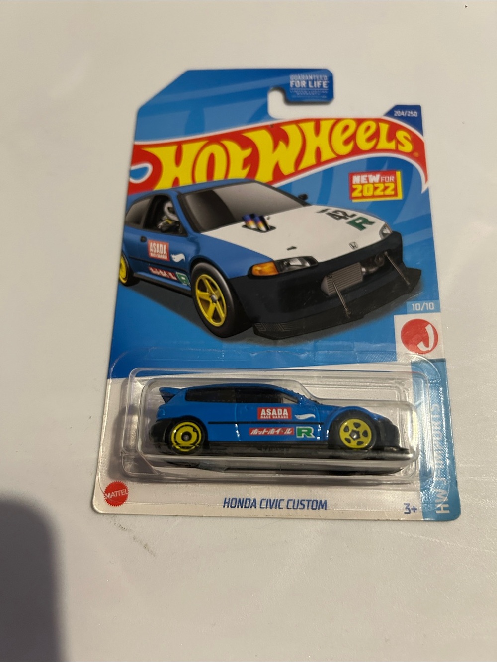 Mattel Hot Wheels Honda Civic Custom - Blue & White with Yellow Wheels
